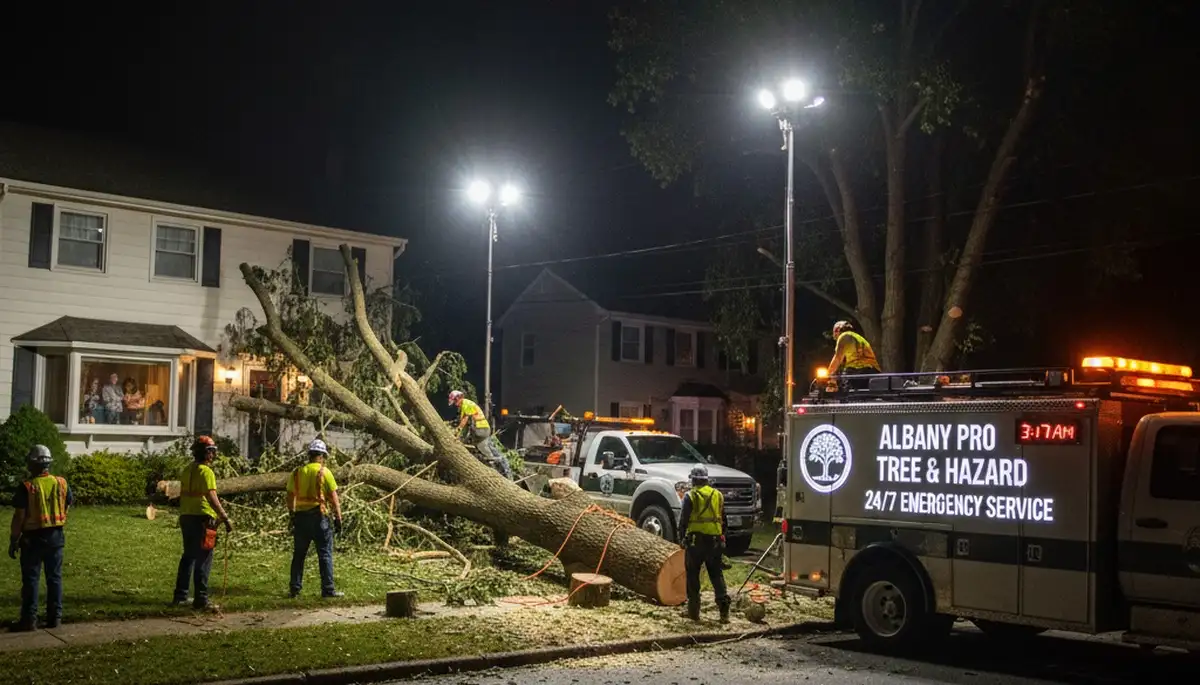 24/7 emergency tree removal crew restoring safety for homeowners in Albany, NY