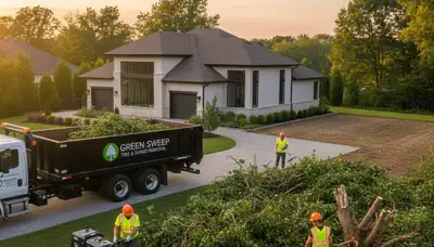 Professional shrub removal service clearing overgrown bushes in Albany, NY yard