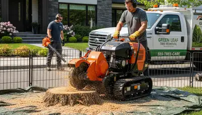 Professional stump removal service in Albany, NY clearing tree stumps from residential property
