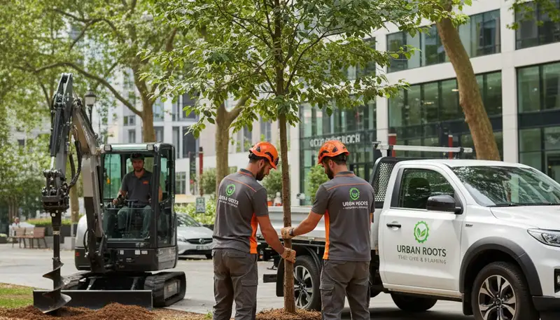 Arborist planting new tree for residential landscape in Albany, NY by Chop Chop Tree services