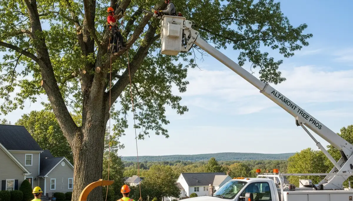 Professional tree removal service team working safely in Albany, NY