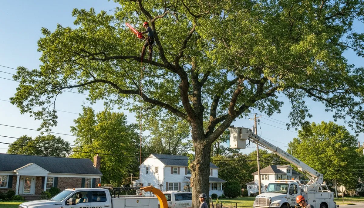 Professional tree removal service crew working safely in Albany, NY