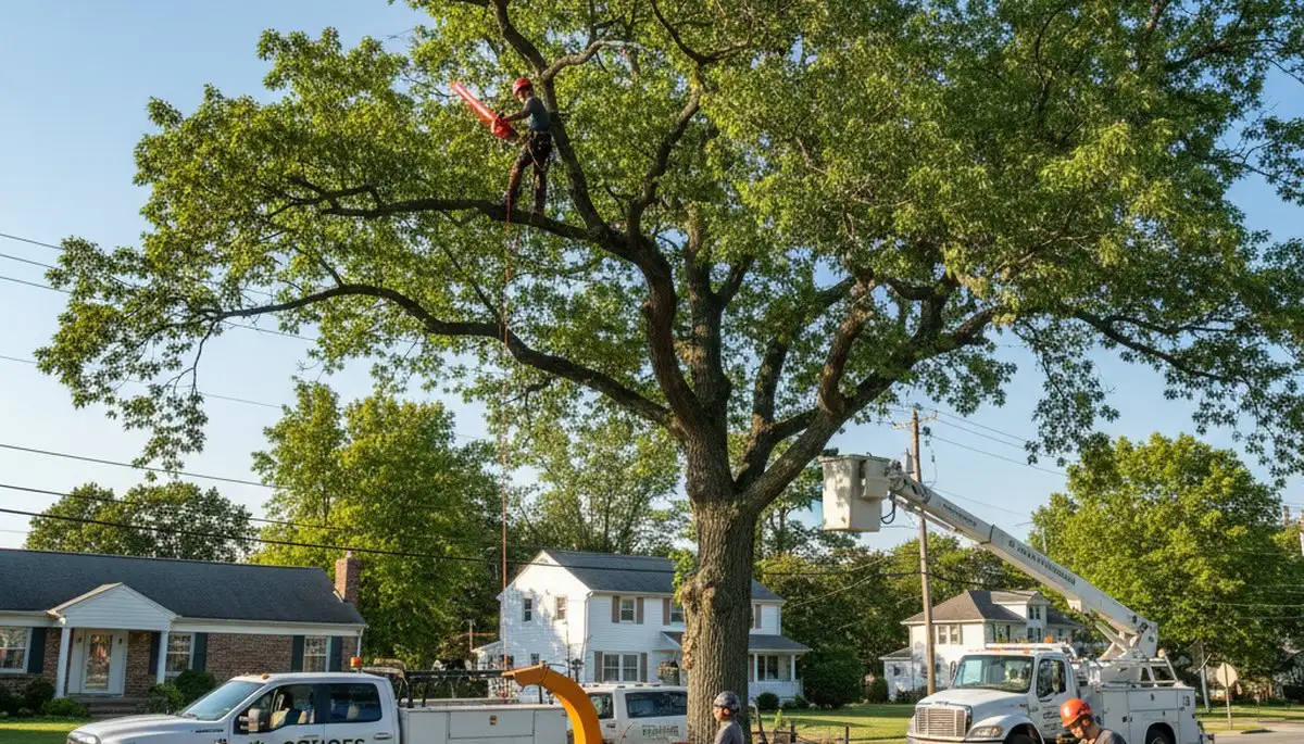 Professional tree removal service crew working safely in Albany, NY