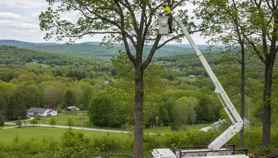 Professional tree removal service in Albany NY safely cutting trees for local homeowners