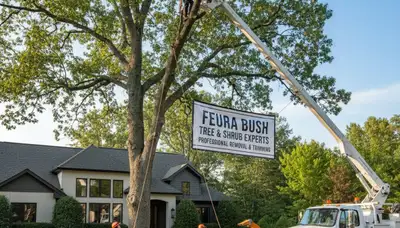 Professional tree removal service in Albany NY safely cutting and clearing large oak tree