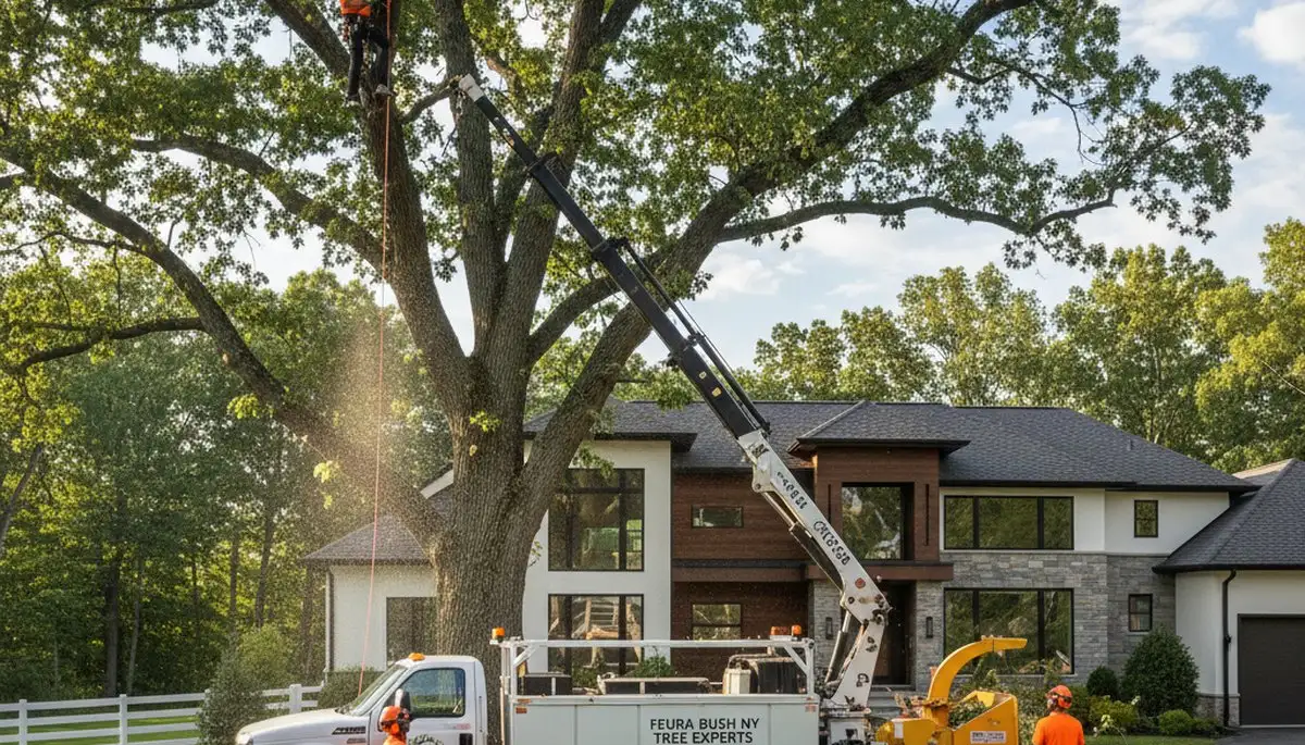 Professional tree removal service in Albany NY safely cutting and clearing large oak trees