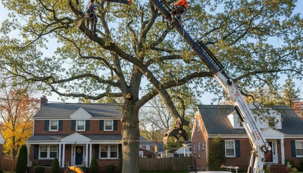 Professional tree removal service in Albany NY safely cutting and clearing large trees